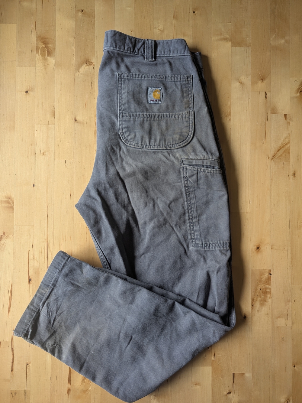 Carhartt Men’s Gray Cargo Work Pants 36x32 *Ripped* Workwear Carpenter Pants